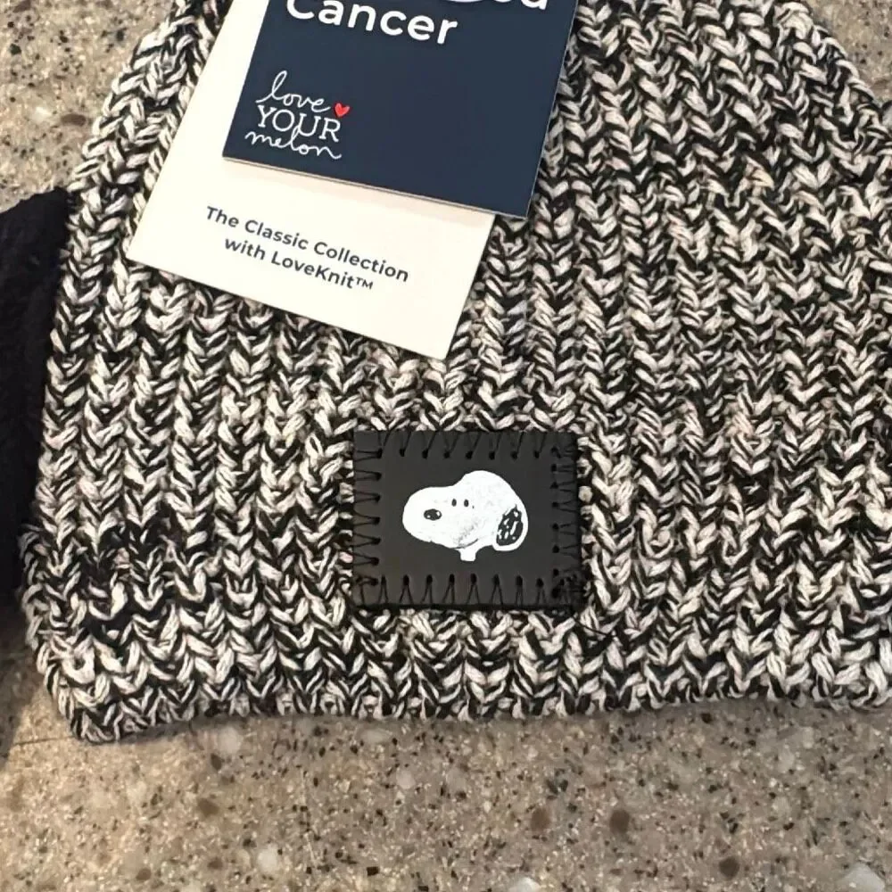Love Your Melon x Peanuts Snoopy Ear Infant Beanie | Black White Marled | NWT |
